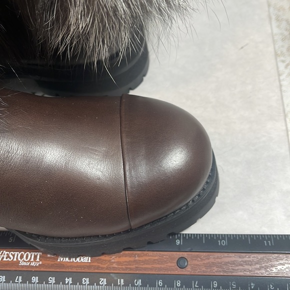 NIB $1495 Jimmy Choo dana cuffed boots rabbit fur trim brown - Picture 14 of 16